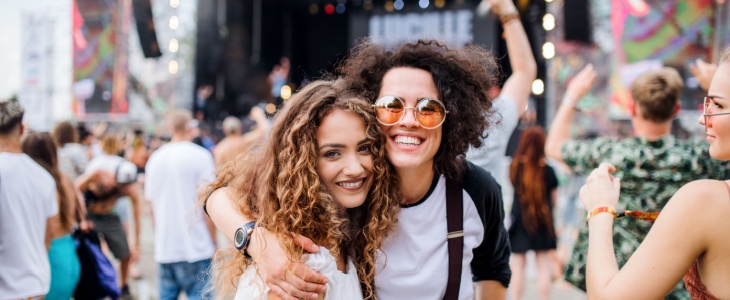 Two young women at summer festival